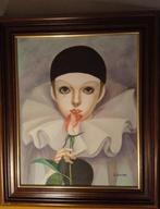 vintage schilderij ``PIERROT`` op canvas, Antiek en Kunst, Ophalen of Verzenden