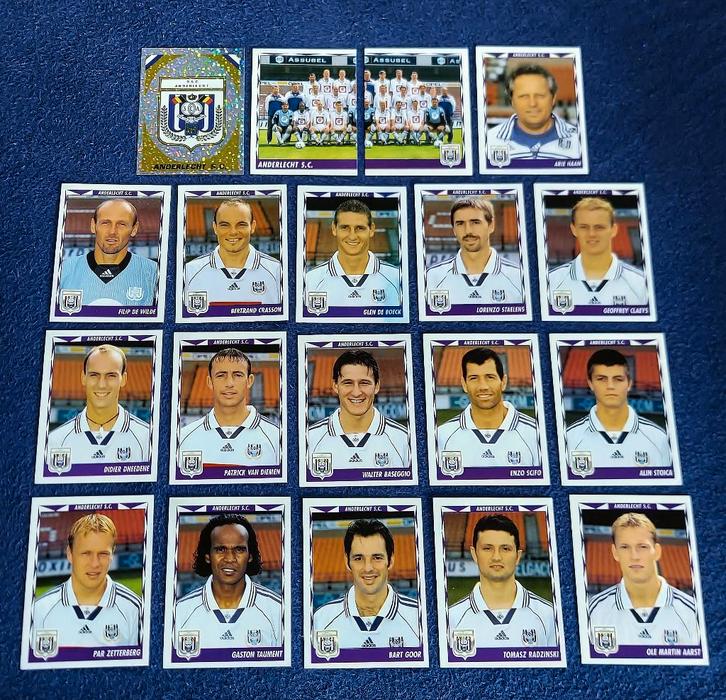 19 versch. Panini stickers voetbal ' FB 1999 - Anderlecht ', Hobby en Vrije tijd, Stickers en Plaatjes, Nieuw, Meerdere stickers
