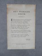 gedicht Christoffel Plantin 1936 Het Werelds Geluk Sonnet, Antiek en Kunst, Kunst | Overige Kunst, Verzenden