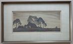 MORITZ BERNARD PRETZSCH / BOERDERIJZICHT / ZW-W ETS 23x40cm, Antiek en Kunst, Kunst | Etsen en Gravures, Ophalen of Verzenden