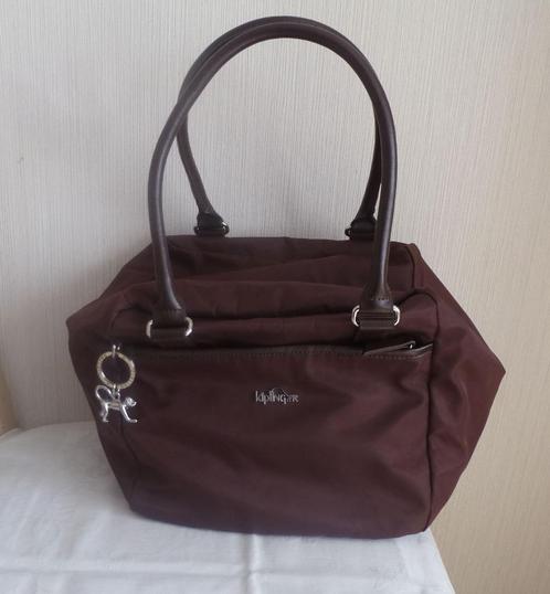 Kipling handtas bruin bordeaux onderdelen leer + metalen aap, Handtassen en Accessoires, Tassen | Damestassen, Gebruikt, Handtas