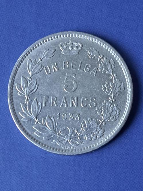 1933 cinq francs version française Albert Ier, Timbres & Monnaies, Monnaies | Belgique, Monnaie en vrac, Métal, Envoi