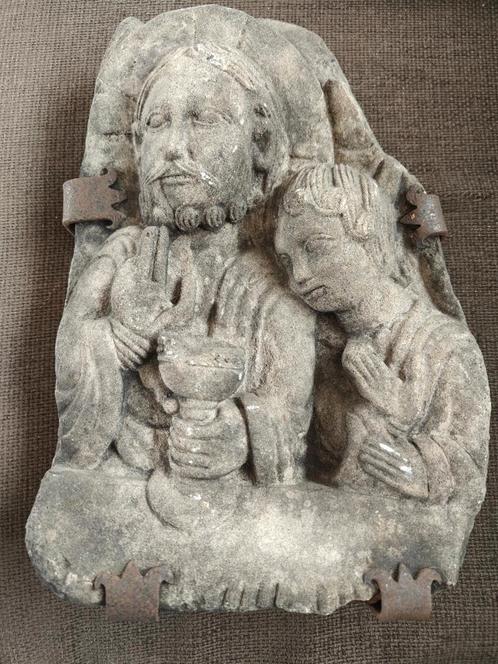 zandsteen reliëf religieus, Antiek en Kunst, Kunst | Beelden en Houtsnijwerken, Ophalen of Verzenden