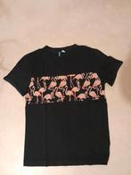 t-shirt met flamingo's H&M maat S, Kleding | Heren, T-shirts, Zwart, Ophalen of Verzenden, Zo goed als nieuw, H&M