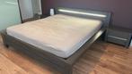 Houten bed met geïntegreerde verlichting - 180cm, Deux personnes, Brun, 180 cm, Bois