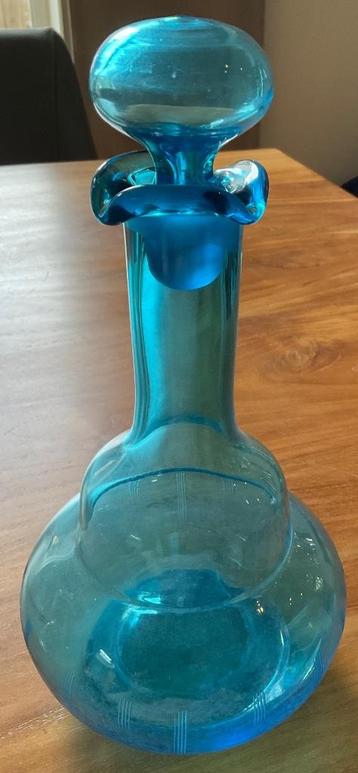 Vintage karaf blauw glas