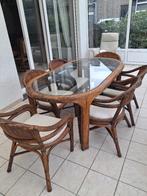 Rotan tafel + 6 stoelen, Huis en Inrichting, Ophalen, Gebruikt