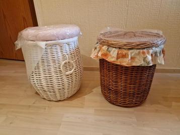 2 nouveaux paniers en osier (paniers à linge), Neuf, Osier, Rond, Enlèvement