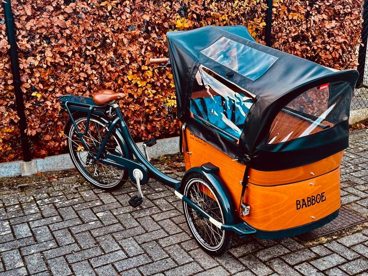 Babboe E-bakfiets Babboe Curve-E. Inclusief regenhuif, Fietsen en Brommers, Elektrische fietsen, Zo goed als nieuw, Ophalen of Verzenden