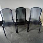 3 plexiglas stoelen, Grijs, Drie, Gebruikt, Contemporain