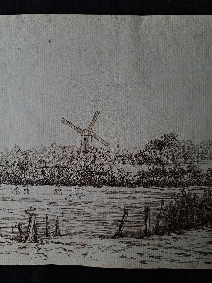 Cesar De Cock 1823-1904 Dubbele tekening inkt + potlood, Antiek en Kunst, Kunst | Schilderijen | Klassiek, Ophalen of Verzenden