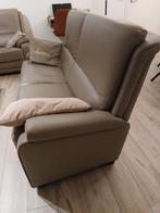 lederen salon in beige leder, Huis en Inrichting, Zetels | Zetels, Ophalen, Zo goed als nieuw, Rechte bank, Leer