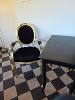 Brocante gouden stoel met zwarte fluweel, Huis en Inrichting, Stoelen, Ophalen, Zo goed als nieuw