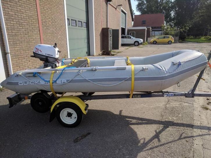 Quicksilver 340 met 6pk Yamaha moter + trailer, Watersport en Boten, Rubberboten, Zo goed als nieuw, Quicksilver, Hout, Minder dan 70 pk