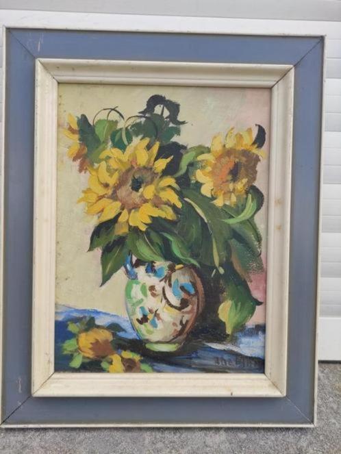 huile sur panneau fleurs signe a de man, Antiek en Kunst, Kunst | Schilderijen | Klassiek, Ophalen of Verzenden