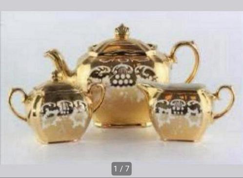 Sadler Gold Lustre 3 delige thee-set 1950 Zeldzaam + theepot, Antiek en Kunst, Antiek | Servies los, Ophalen of Verzenden