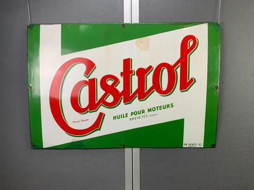 oud origineel Castrol emaille reclame bord 90 x 60 cm, Collections, Marques & Objets publicitaires, Utilisé, Panneau publicitaire