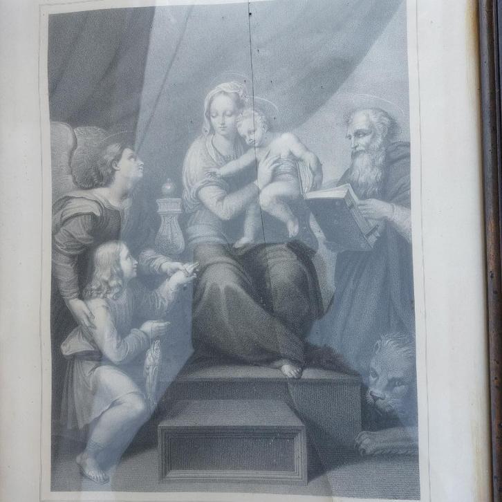 La Vierge au poisson, œuvre de Raphaël conservée au Musée du, Antiek en Kunst, Kunst | Etsen en Gravures, Ophalen