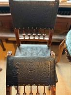 2 lederen antieken stoelen, Antiek en Kunst, Ophalen