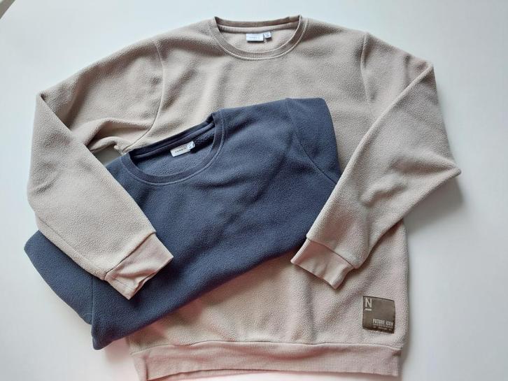 Fleece trui / sweater - Name it beige + grijs - maat:146/152, Kinderen en Baby's, Kinderkleding | Maat 146, Zo goed als nieuw