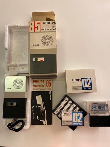 Philips Pocket Memo 85 in goede staat + 6 cassettes (NIEUW)