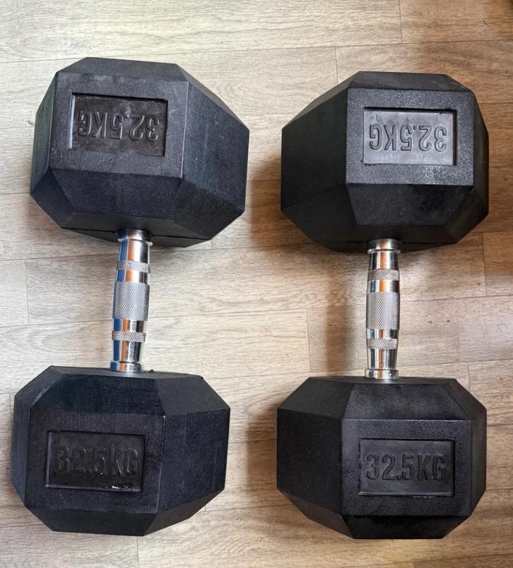 Hex Dumbells 32,5kg, Sport en Fitness, Fitnessmaterialen, Zo goed als nieuw, Armen, Benen, Borst, Buik, Rug, Ophalen