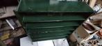 Industrieel houten rek rekje met metalen poten groen vintage, Ophalen of Verzenden, Gebruikt