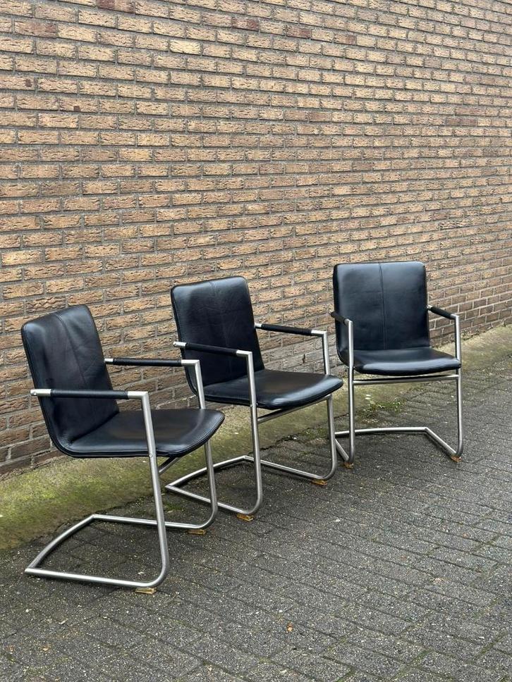 Stijlvolle Henders & Hazel stoelen – echt leder – set van 3, Huis en Inrichting, Complete inboedels, Ophalen