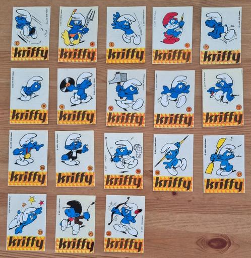 De Smurfen stickers Kriffy Olympsmurf 1979 Peyo, Verzamelen, Stripfiguren, Zo goed als nieuw, Plaatje, Poster of Sticker, Smurfen