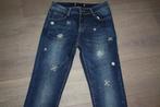 Zeer mooie skinny jeans broek met strass en parels, maat XS, W27 (confection 34) ou plus petit, Comme neuf, Bleu, Enlèvement ou Envoi