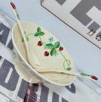 BESWICK art strawberry fruit-schaal bowl Vintage + lepels, Ophalen of Verzenden