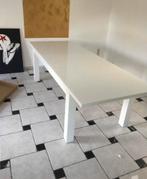 Superbe table de salle à manger blanche avec son verre, Maison & Meubles, 150 à 200 cm, Comme neuf, Rectangulaire, Autres essences de bois