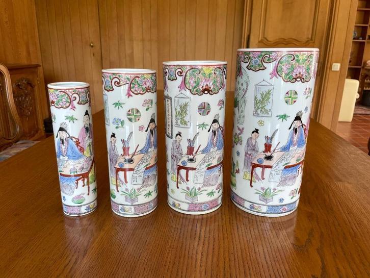 Set van 4 Chinese porseleinen vintage vazen, Antiek en Kunst, Antiek | Vazen, Ophalen of Verzenden