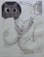 JEF VAN TUERENHOUT / EROTISCHE POSE / ZW-W ETS / 65x50cm SIG, Ophalen of Verzenden
