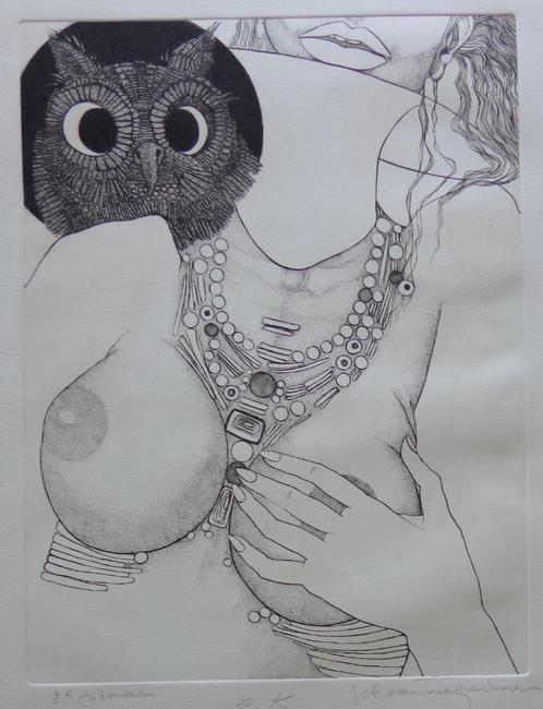 JEF VAN TUERENHOUT / EROTISCHE POSE / ZW-W ETS / 65x50cm SIG, Antiek en Kunst, Kunst | Litho's en Zeefdrukken, Ophalen of Verzenden