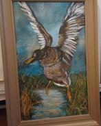 Schilderij eend, olieverf , ingelijst., Enlèvement