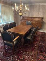Vintage eetkamer, tafel, 8 stoelen en buffetkast, Antiek en Kunst, Ophalen