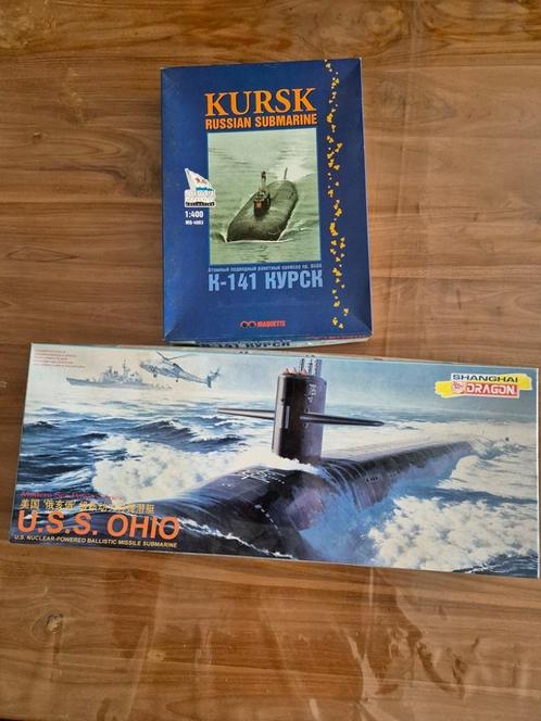 Lot de 2 maquettes de sous-marins, Hobby en Vrije tijd, Modelbouw | Boten en Schepen, Zo goed als nieuw, 1:200 of kleiner, Ophalen of Verzenden