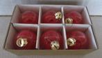 6 kerstballen Ø 5cm - met rode pluimpjes - OPRUIM, Ophalen of Verzenden, Gebruikt