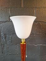 Grande lampe de table en bois et opaline , style Art Déco, Enlèvement ou Envoi