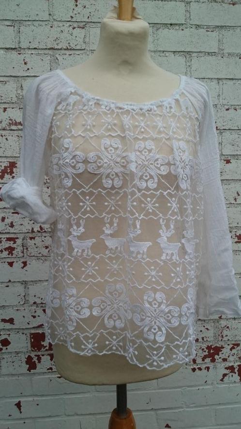 bloes wit in kant motief rendier eland ... + sjaaltje Nieuw, Kleding | Dames, Blouses en Tunieken, Nieuw, Maat 38/40 (M), Wit