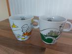2 tasses Douwe Egberts avec personnages, Comme neuf, Tasse(s) et/ou soucoupe(s), Enlèvement