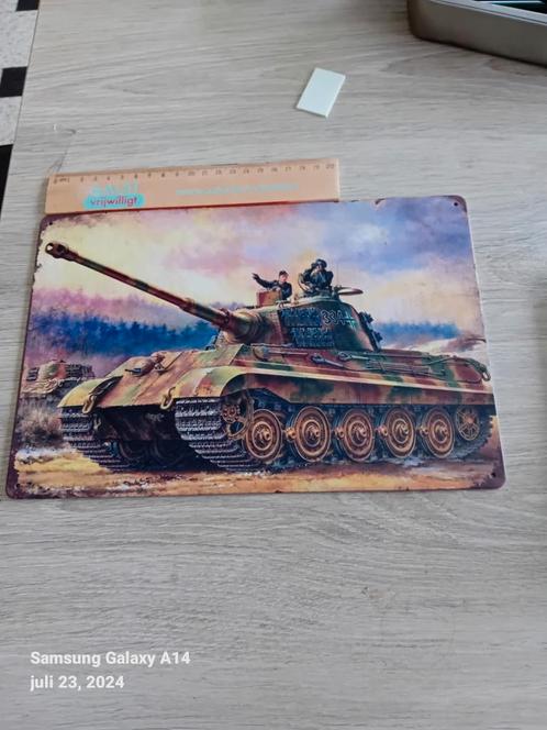 Tiger II 20 OP 30 CM METALEN PLAAT, Antiek en Kunst, Kunst | Tekeningen en Fotografie, Ophalen of Verzenden