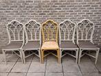 Set van 5 stoelen van bamboe met stoffen bekleding, Huis en Inrichting, Ophalen, Gebruikt