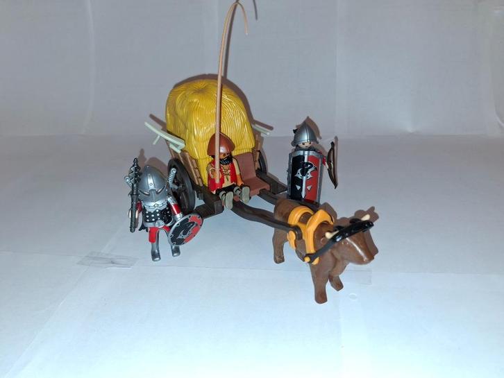 PLAYMOBIL - Camouflage hooiwagen met ridders - 6005, Kinderen en Baby's, Speelgoed | Playmobil, Zo goed als nieuw, Complete set