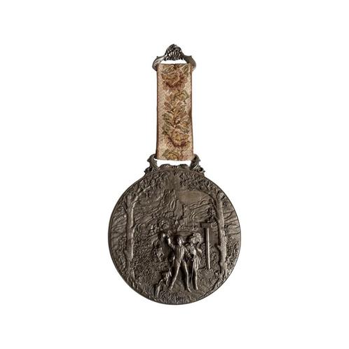 WMF Sinn reliëfplaquette - wandelaar elegantie, Antiek en Kunst, Curiosa en Brocante, Ophalen of Verzenden