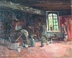 Jehan Frison (1882-1961): Boereninterieur (O/D, 74 x 62 cm), Antiek en Kunst, Ophalen of Verzenden