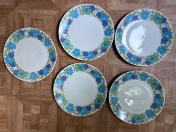 Lot 5 assiettes vintage fleur bleues bavaria beschikbaar voor biedingen