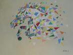 olieschilderij popart rennend paard (60x80), Nieuw, Ophalen of Verzenden, Schilderij, 75 tot 100 cm