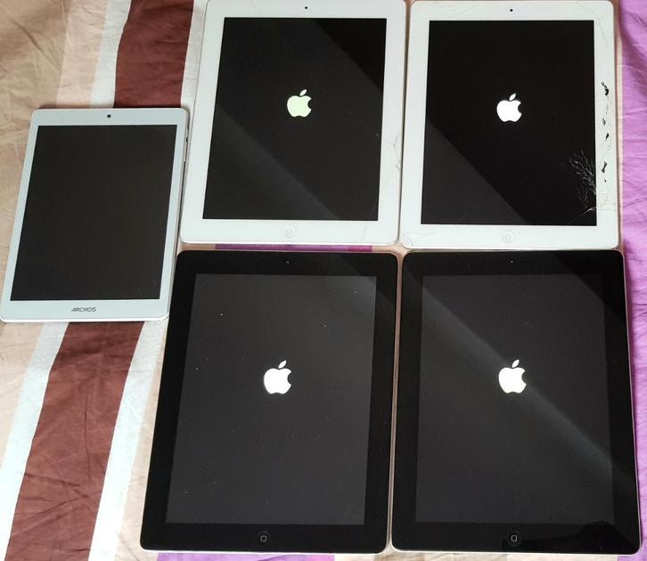 4 iPads + Archos Defect-tablet voor onderdelen, Computers en Software, Apple iPads, Gebruikt, Apple iPad, Wi-Fi, 16 GB, Grijs